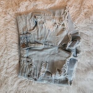 American Eagle Distressed Light Blue Denim Shorts